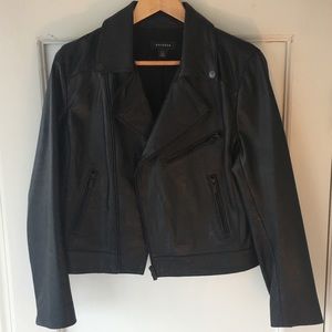 Halogen Leather Moto Jacket (Large Petite)